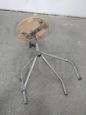 Vintage industrial height adjustable stool with 4 feet, 1970