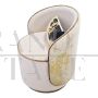 Art deco style tub armchair in ivory velvet
