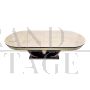 Oval table in natural parchment in Art Deco style
