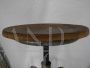 Industrial swivel stool in wood and iron with 4 legs, 1960s