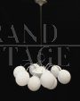 Vintage chandelier attributed to Stilnovo 50s white with spheres