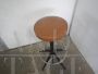 Adjustable 70s stool with padded seat in brown skai and footrest