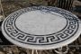 Antique round table top in inlaid Carrara marble