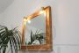 Vintage bamboo mirror with lights and shelf, Italy 1970s