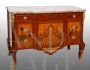 Antique Napoleon III French chest of drawers with rich inlays in precious exotic woods