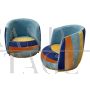 Pair of tub armchairs in four-color smooth velvet, 1980     