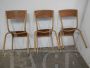 Set of 6 stackable brown Mullca chairs with dark wood seat, 1960s
