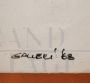 Galleri signed painting, abstract subject, tempera on paper, 1968