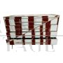 Dresser of 4 drawers in white and burgundy glass