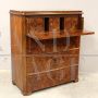 Antique Biedermeier dresser in walnut briar with drop-down top