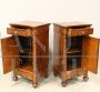 Pair of Louis Philippe walnut nightstands with door and drawer, Italy 19th century