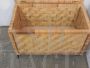 Vintage bamboo rattan trunk with wheels, 1970s