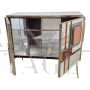Design sideboard bar cabinet with two doors in multicolored glass