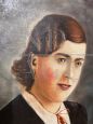 Portrait of a girl, art deco oil painting on canvas dated 1939