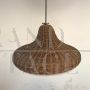 Vintage wicker pendant lamp with lampshade