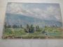 Deschamps - country painting with a view of the Pyrenees on the Pic Du Midi