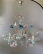 Rezzonico chandelier in colored Murano glass, Cesare Toso company, 1970s