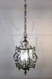 Vintage 80s lantern in chiseled bronze and glass