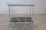 Vintage chromed food trolley with smoked glass tops, 1980s