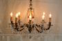 1960s bronze chandelier with crystal drops