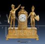 Antique Empire clock in gilt bronze with King Charles X                           
                            
