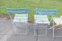 Set of 8 folding chairs in iron and white wood, 1960s