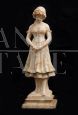 Antique sculpture of a girl in alabaster signed Le Roy, French Napoleon III era