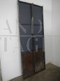 Brown Iron Industrial Door with Mirror, 1920s