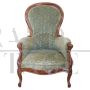 Antique walnut armchair with velvet seat, Louis Philippe mid-19th century