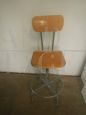 High stool in wood and metal with backrest and footrest, 1950s