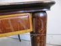 Vintage 60s table with black glass top and threaded decorations