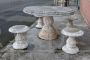 Vintage garden set with table and 4 terrazzo stools in concrete grit   