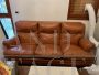 Vintage Poltrona Frau three-seater sofa in brown leather
