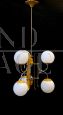 Modern antique chandelier attributed to Stilnovo with yellow structure