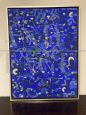 Contemporary abstract painting on canvas in acrylic enamel in shades of blue