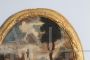 Antique oval oil painting on canvas with landscape from the Italian school, 18th century