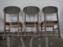 Set of 6 chairs in beech and green imitation leather, 1950