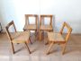 Set of 4 modern vintage chairs in natural oak and Vienna straw, 1980s