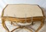 Antique Napoleon III side table in carved and gilded wood with marble top