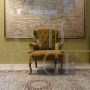 Baroque style bergère armchair in yellow ochre velvet