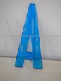 Letter A in light blue glass, 1980s