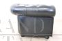 Black leather Chesterfield sofa and armchair, 1980s
