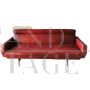 Vintage red leather sofa, 1950s