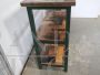 Industrial shelf bookcase in patchwork wood with 3 shelves, 1970s
