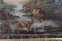 Painting with bucolic scene, oil on panel from the late 18th century in an antique frame