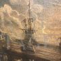 Giovanni Grevenbroec - Painting with a view of the port at dawn, oil on canvas, 17th century