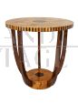 Pair of art deco style coffee tables in briar and walnut