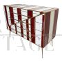 Dresser of 4 drawers in white and burgundy glass