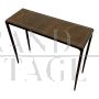 Iron console with brown leather top
