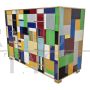Four-drawer dresser in multicolored Murano glass